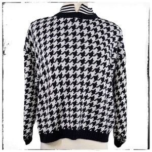 Vintage Nuggets Black & White Houndstooth Pullover Mock Collar Sweater Large